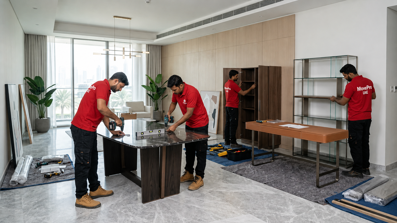 MovePro UAE technician assembling wardrobes and household furniture