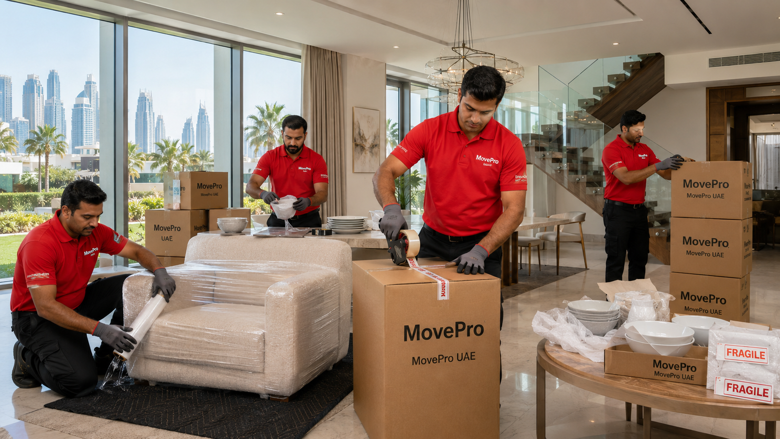 MovePro UAE team providing home packing and moving services in Sharjah