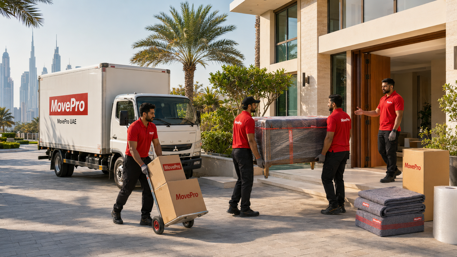 MovePro UAE team providing home packing and moving services in Ajman
