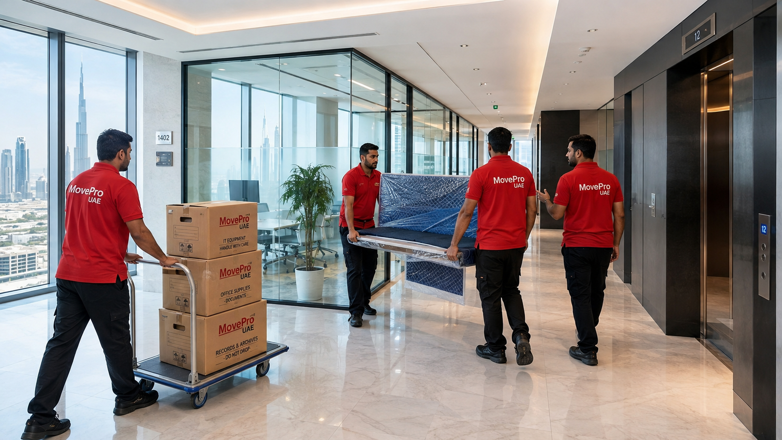 Modern office successfully set up after relocation by MovePro UAE